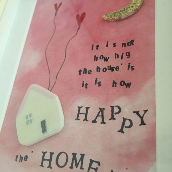 Happy Home Ζωγραφική μα Μεικτή Τεχνικη σε Κορνίζα - πίνακες & κάδρα, πίνακες ζωγραφικής - 4