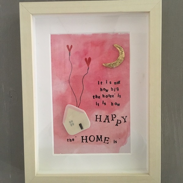 Happy Home Ζωγραφική μα Μεικτή Τεχνικη σε Κορνίζα - πίνακες & κάδρα, πίνακες ζωγραφικής - 5