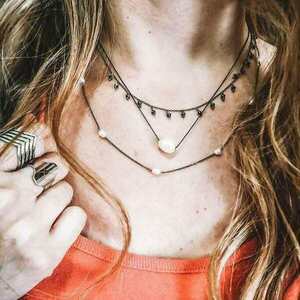 HEMATITE necklace (κολιέ ασημι925 με αιματίτες) - ημιπολύτιμες πέτρες, ασήμι 925, αιματίτης, κοντά - 2