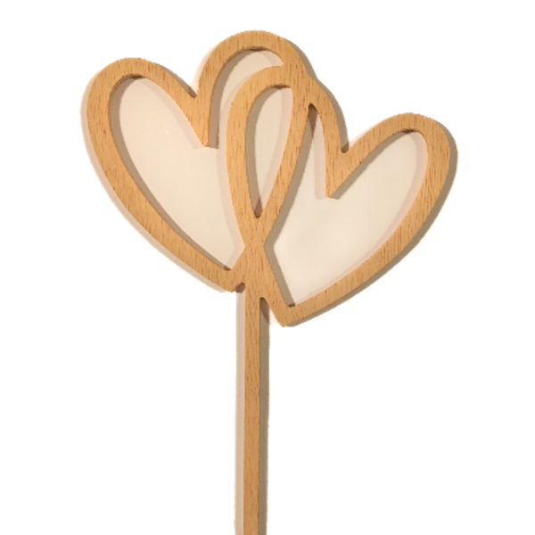 cake topper ξύλινες καρδιές 20cm - διακοσμητικά για τούρτες, αγ. βαλεντίνου, είδη για πάρτυ