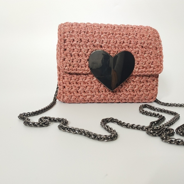 Πλεκτό τσαντάκι τύπου clutch με χερούλι χιαστί - χιαστί, clutch, βραδινές, μικρές, πλεκτές τσάντες - 4