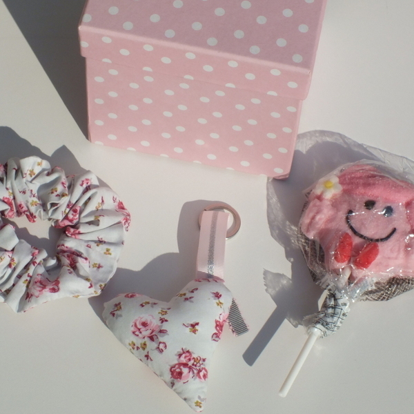 Δώρο Αγίου Βαλεντίνου - Ροζ πουά κουτάκι - καρδιά, χειροποίητα, σετ, αγ. βαλεντίνου, σετ δώρου, δώρα για γυναίκες - 2