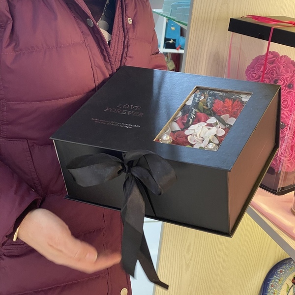 Valentines flower box and jewels - καρδιά, λουλούδια, βαλεντίνος, δώρα αγίου βαλεντίνου - 2