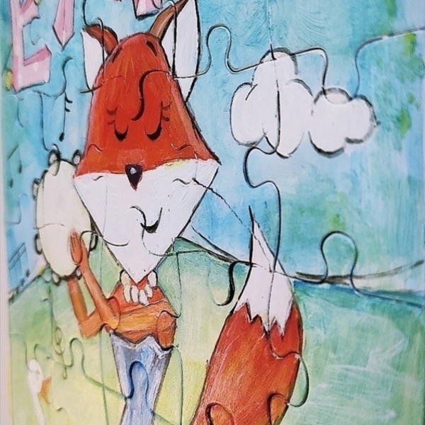 Παζλ ζωγραφισμένο στο χέρι "Αλεπού" - ζωγραφισμένα στο χέρι, όνομα - μονόγραμμα, για παιδιά, επιτραπέζια - 2