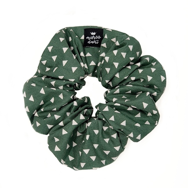 Scrunchie λαστιχάκι μαλλιών #trianglesgreen - κοκκαλάκι, γυναικεία, λαστιχάκι, για τα μαλλιά, λαστιχάκια μαλλιών