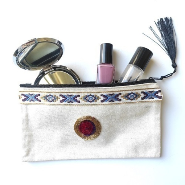 Νεσεσέρ τσάντας με φερμουάρ για καλλυντικά σε Bohemian Style! - ύφασμα, καλλυντικών - 3