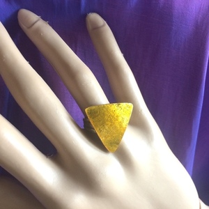 Δαχτυλίδια "Τρίγωνο" από χρυσοβαμμένο αρζαντό - αλπακάς, μεγάλα, αυξομειούμενα, φθηνά - 3