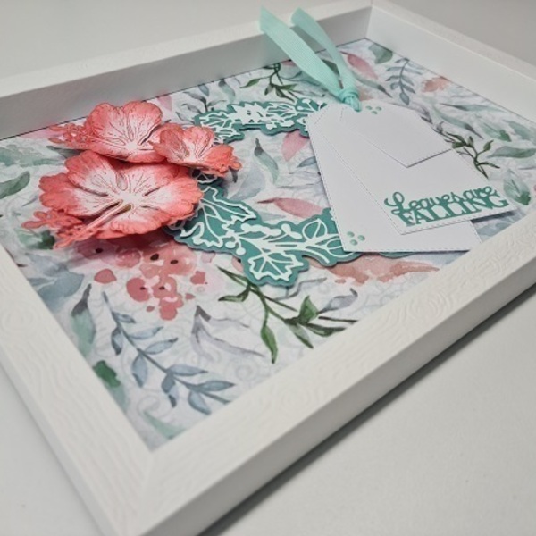 Χειροποίητο χάρτινο κάδρο με λουλούδια και κάρτελάκια - vintage, πίνακες & κάδρα, λουλούδια, χειροποίητα, πίνακες ζωγραφικής - 2
