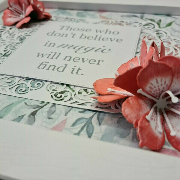 Χειροποίητο χάρτινο κάδρο με λουλούδια 30cm x 23,5cm - πίνακες & κάδρα, λουλούδια, πίνακες ζωγραφικής - 3