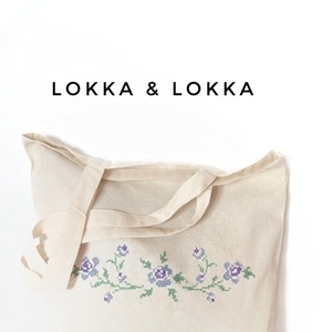 Κεντημένη Τσάντα πολλαπλών χρήσεων - Purple flowers - - ύφασμα, ώμου, λουλουδάτο, tote, πάνινες τσάντες - 3