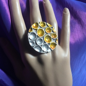 Μεγάλο στρογγυλό δαχτυλίδι σε 4 συνδυασμούς - αλπακάς, boho, μεγάλα, αυξομειούμενα, φθηνά - 3
