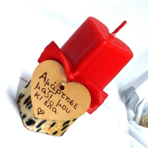 Δώρο Αγίου Βαλεντίνου κερί καρδιά κόκκινο-λεοπάρ 13,5×6,7×6,5cm - κερί, αρωματικά κεριά, αγ. βαλεντίνου - 2