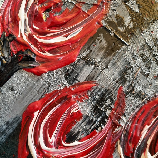 Abstract red flowers - πίνακες & κάδρα, πίνακες ζωγραφικής - 2