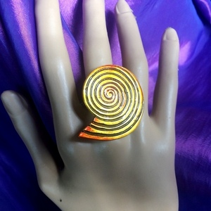 Δαχτυλίδι "σπείρα" πολύχρωμο - αλπακάς, boho, μεγάλα, αυξομειούμενα - 3