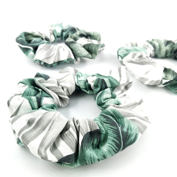 Scrunchie Palm Tree - ύφασμα, βαμβάκι, λαστιχάκια μαλλιών - 2