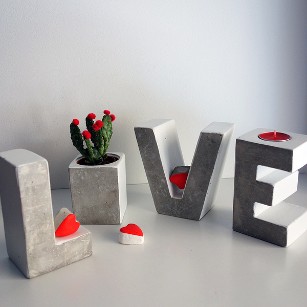 Τσιμεντένιο " LOVE" Υ13cmΧΜ26cmΧΠ7cm - τσιμέντο, δώρα επετείου, βάσεις για ρεσώ, διακοσμητικά, σετ δώρου, διακόσμηση κήπου - 3