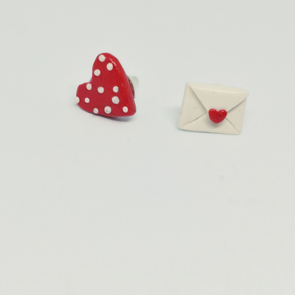 Σκουλαρίκια καρδιά και γράμμα - καρδιά, καρφωτά, κοσμήματα - 3