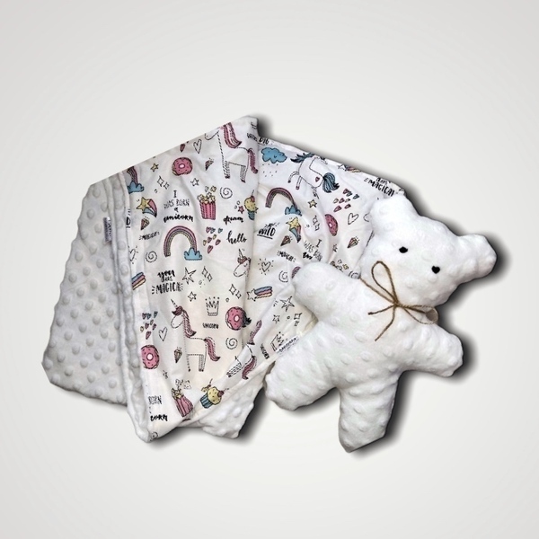 Σετ κουβερτάκι με αρκουδάκι ‘pure white’ - δώρο, δώρα για βάπτιση, αξεσουάρ μωρού