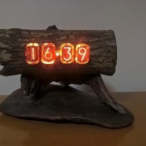 Nixie tube clock vol.1 (ρολόι) - ξύλο, γυαλί, επιτραπέζια