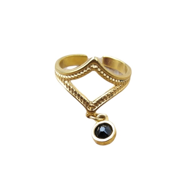 Ορειχάλκινο δαχτυλίδι με κρύσταλλο swarovski - επιχρυσωμένα, ορείχαλκος, boho, μεγάλα, αυξομειούμενα
