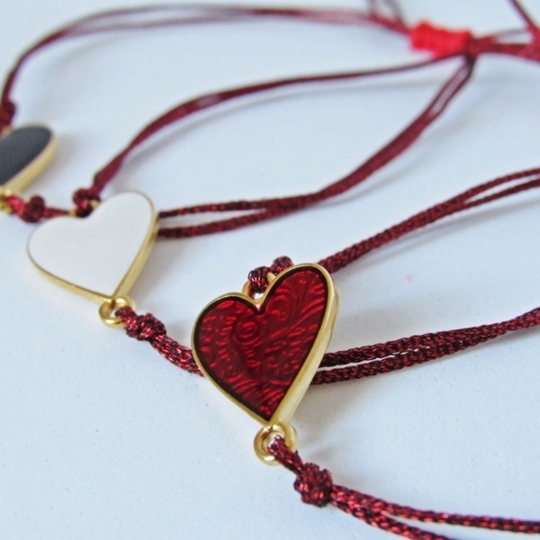 Βραχιόλι Καρδιά - σμάλτος, καρδιά, κοσμήματα, αγ. βαλεντίνου, χεριού, αυξομειούμενα