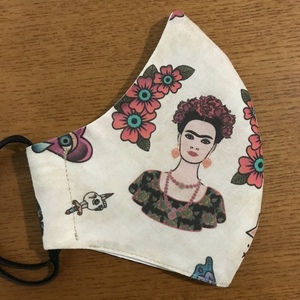 Μάσκα προσώπου Frida από βαμβακερό διπλό ύφασμα - ύφασμα, γυναικεία, κορίτσι, διπλής όψης, μάσκες προσώπου - 4