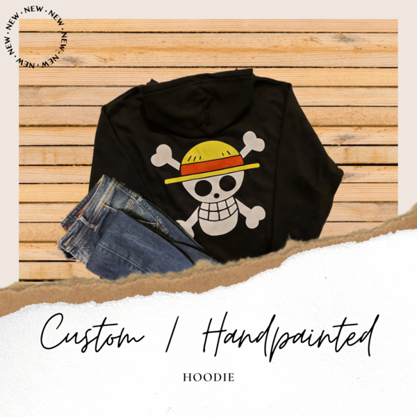 Custom / Handpainted Hoodie / Φούτερ με κουκούλα και τσέπη μπροστά - μακρυμάνικες