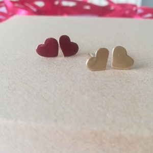Σκουλαρίκια καρφωτά σε σχήμα καρδιάς - ορείχαλκος, καρδιά, καρφωτά, μικρά - 2