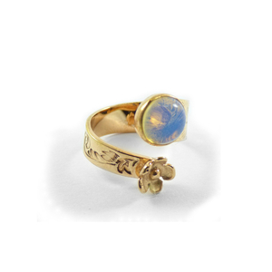 " Opal moon " - Χειροποίητο επίχρυσο 18Κ δαχτυλίδι με Οπαλίνα. - ημιπολύτιμες πέτρες, chevalier, επιχρυσωμένα, αυξομειούμενα