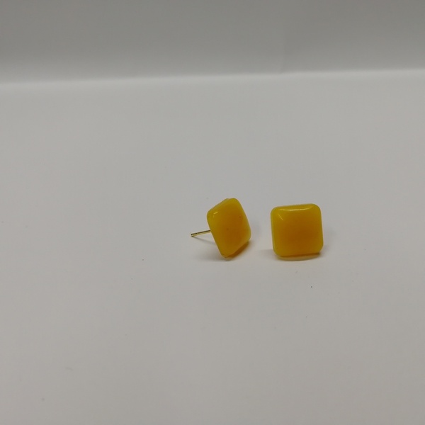Τετράγωνα κίτρινα από υγρό γυαλί - γυαλί, επιχρυσωμένα, καρφωτά, μικρά, ατσάλι - 2