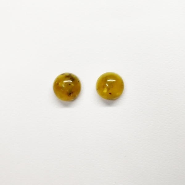 Κίτρινα καρφωτά σκουλαρίκια υγρό γυαλί - γυαλί, επιχρυσωμένα, καρφωτά, ατσάλι