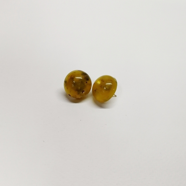 Κίτρινα καρφωτά σκουλαρίκια υγρό γυαλί - γυαλί, επιχρυσωμένα, καρφωτά, ατσάλι - 2
