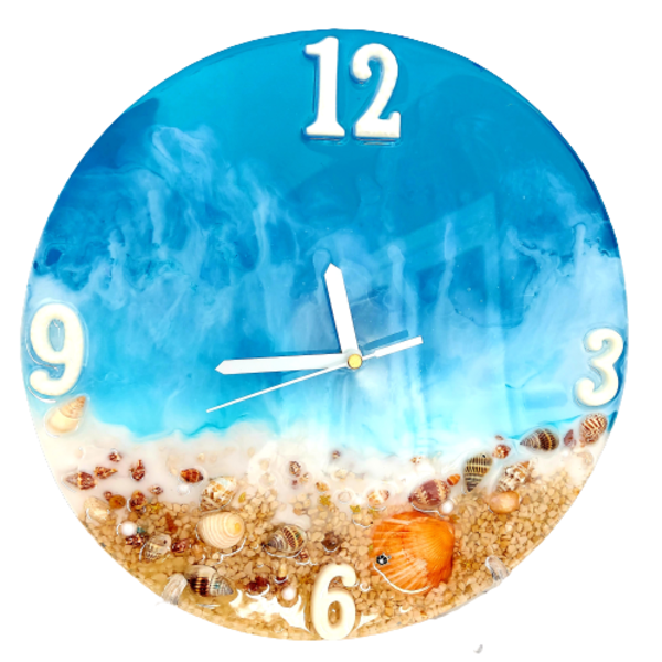 Ρολόι απο Υγρό γυαλί ρητίνη (κρύσταλλο) - γυαλί, τοίχου, επιτραπέζια