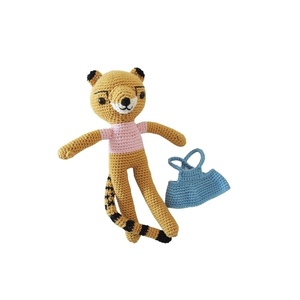 Πλεκτό cheetah με φόρεμα 26cm - crochet, λούτρινα, παιχνίδια, amigurumi, δώρο γέννησης - 2