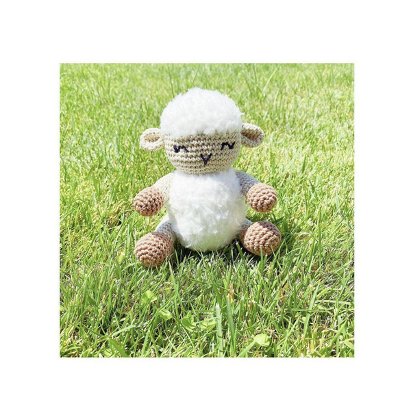 Πλεκτό πρόβατο 18cm - crochet, λούτρινα, amigurumi, δώρο γέννησης - 3