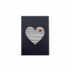 Ευχετήρια Κάρτα με Ξύλινη Ριγέ Καρδιά! Χαρτί ξύλο 12.5 x 17.5εκ - κάρτα ευχών, αγάπη, ευχετήριες κάρτες