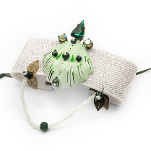 Ασημί Boho Chic Βραχιόλι - ορείχαλκος, swarovski, κοχύλι, boho, χεριού, φαρδιά