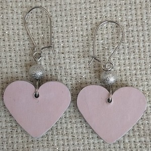 σκουλαρίκια ροζ-ασημί καρδιες διπλής όψης, αγίου βαλεντίνου - καρδιά, κρεμαστά, faux bijoux, αγ. βαλεντίνου, φθηνά - 2