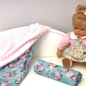 Ροζ κουβερτακι αγκαλιάς με σχέδια - κορίτσι, κουβέρτες - 5