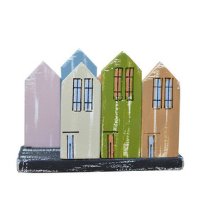 Θήκη για χαρτοπετσέτες 2 όψεων ξύλινη χειροποίητη Χρωματιστά σπίτια 15x12x6 Πολύχρωμη Καπαδάκης - ξύλο, χειροποίητα, ξύλινα διακοσμητικά, είδη σερβιρίσματος - 2