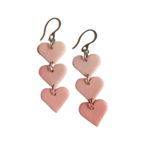 Χειροποίητα σκουλαρίκια από πηλό σε σχήμα καρδιάς "Valentine's" - καρδιά, πηλός, ατσάλι, κρεμαστά, faux bijoux