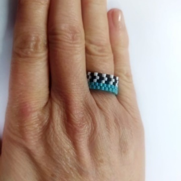 Νεανικό δαχτυλίδι με χάντρες Miyuki delica - χάντρες, μικρά, boho, σταθερά - 5