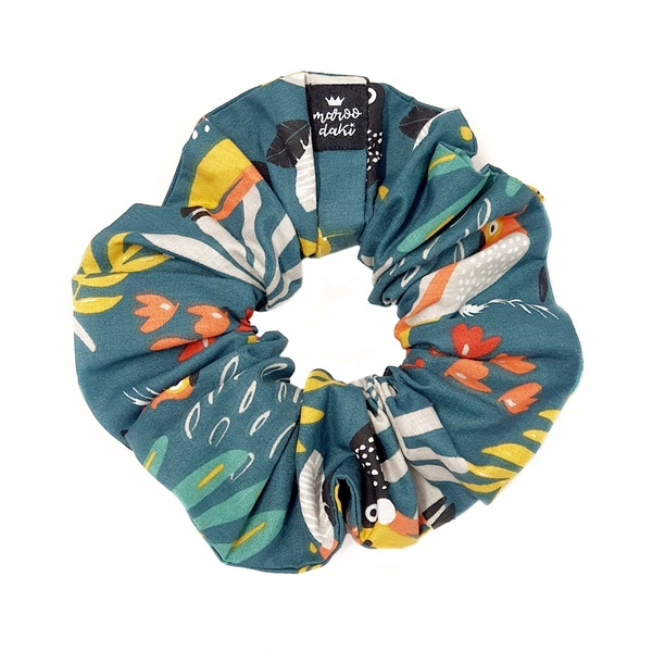 Scrunchie λαστιχάκι μαλλιών #tropical - κοκκαλάκι, λαστιχάκι, για τα μαλλιά, δώρα για γυναίκες, λαστιχάκια μαλλιών