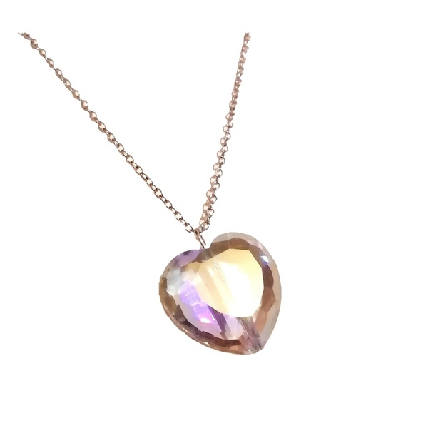 Κρυστάλλινη ❤️ καρδιά διάφανο ιριδίζον - κρύσταλλα, καρδιά, σε αγαπώ, ατσάλι, κοσμήματα