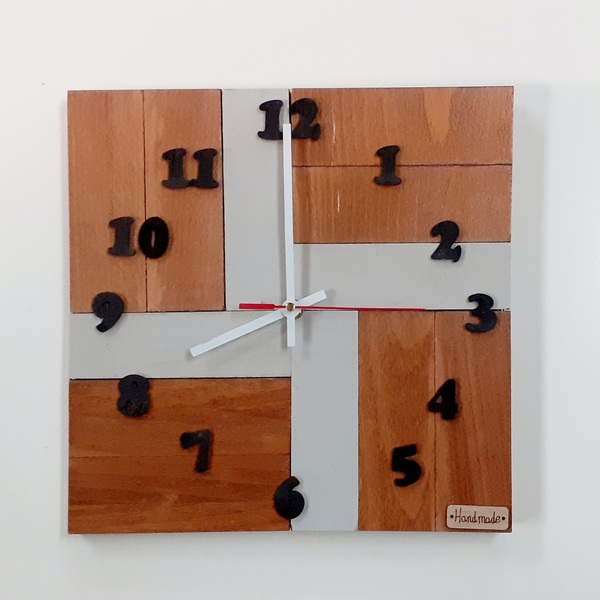 Ξύλινο ρολόι τοίχου ''MDF''-διαστασεις 29χ29χ2 εκ - ξύλο, τοίχου