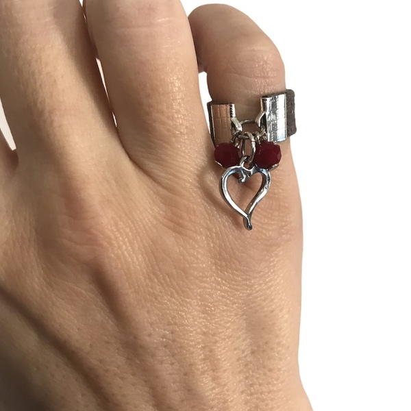 Leather heart charm ring - chevalier, γούρια, φθηνά - 2
