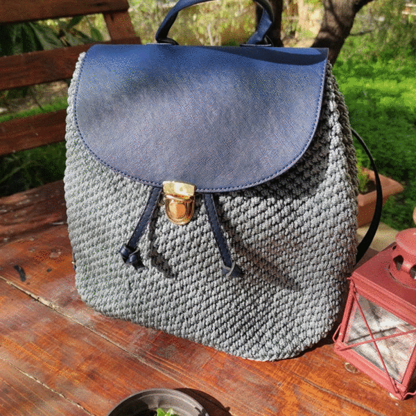 backbag χειροποίητη τσάντα - πουγκί, πλάτης, all day, πλεκτές τσάντες - 3