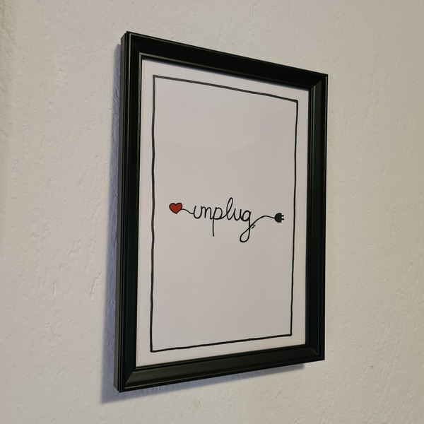 Κάδρο Unplug - ζωγραφισμένα στο χέρι, πίνακες & κάδρα, minimal - 2