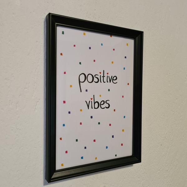 Κάδρο Positive Vibes - ζωγραφισμένα στο χέρι, πίνακες & κάδρα, minimal - 3