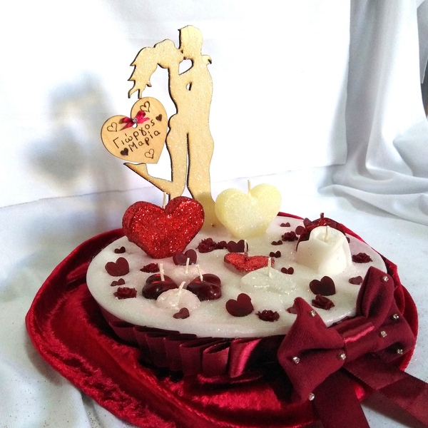 Δώρο Αγίου Βαλεντίνου πρωτότυπο κερί με ζευγάρι 23×20cm - romantic, αρωματικά κεριά, ζευγάρια, αγ. βαλεντίνου - 2